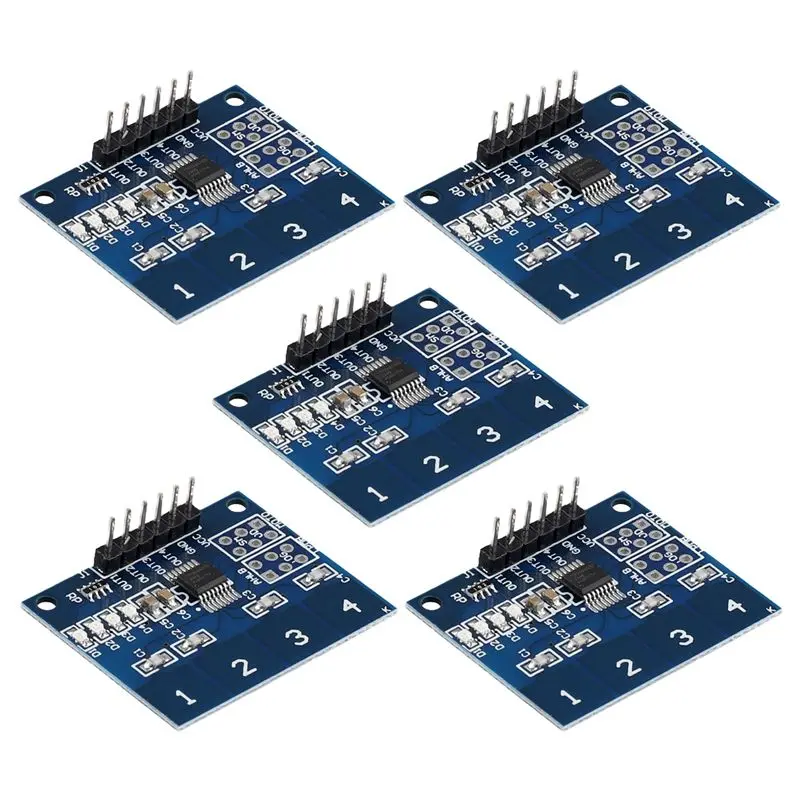 

Модуль сенсорного выключателя Y23A-TTP224, емкостный, 4-канальный, 4-клавишный, индукционный, с индикатором состояния уровня напряжения 2.4V-5.5V, встроенный