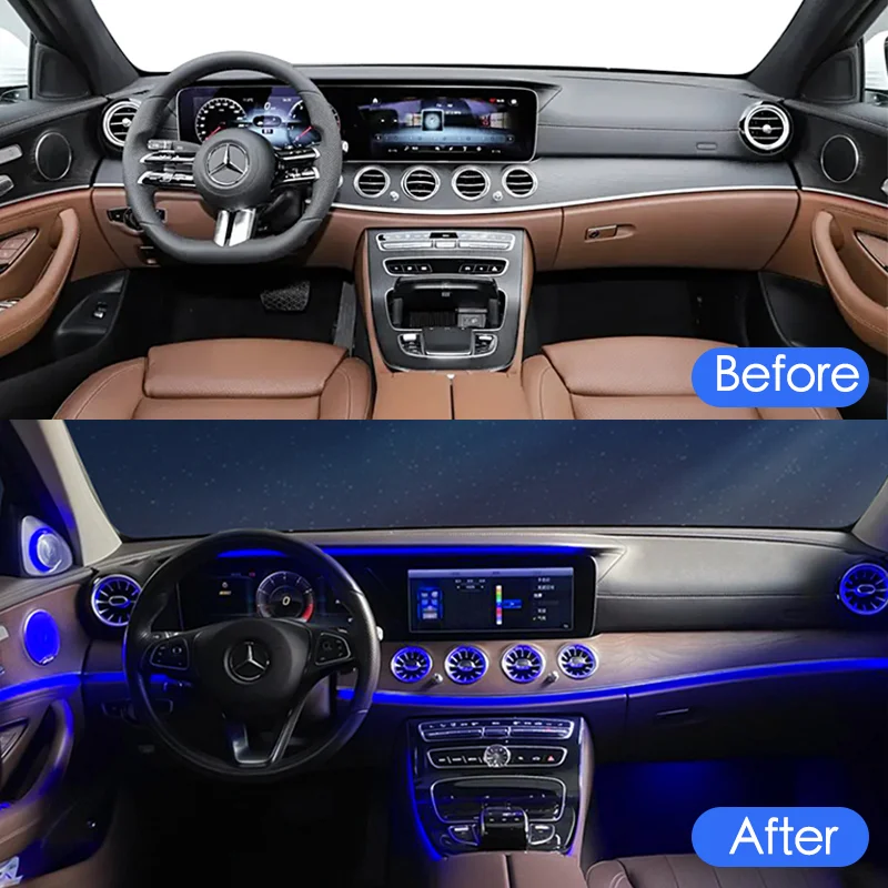 لمرسيدس بنز W222 S فئة فتحات الهواء الأمامية والخلفية ثلاثية الأبعاد 4D الدورية مكبر الصوت الديكور التوربينات السيارات المحيطة ضوء اكسسوارات السيارات