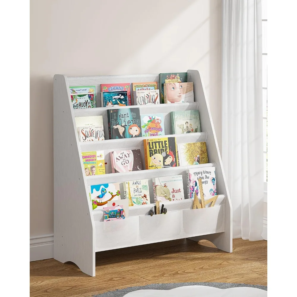 

Sturdy Kids Bookshelf, Book Shelf for Kids Room with Tear-Proof Oxford Sling, Eco-Safe Toddler Bookshelf, Childrens Bookshelf