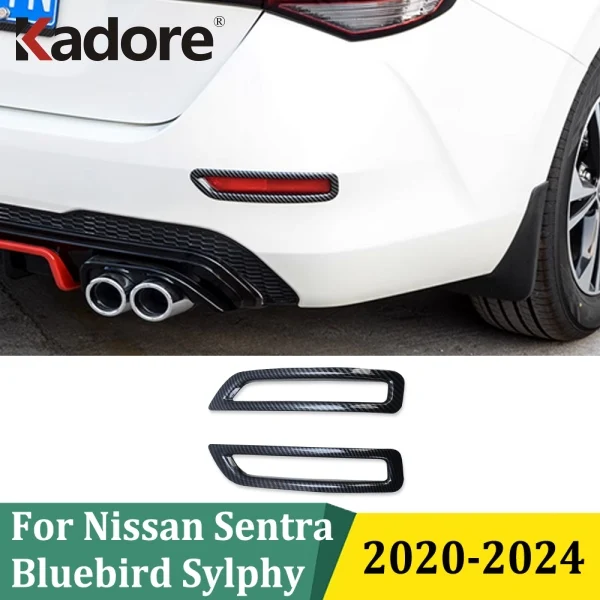 

For Nissan Sentra Bluebird Sylphy 2020 2021-2024 Chrome Tail Fog Light Lamp Cover Rear Foglights Trim Car Sticker Accessories