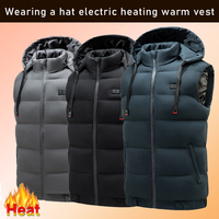 Winter Men and Women's Electric Vest USB Windproof Warm Waterproof Hooded Jacket Vest Vest