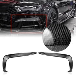 Carbon Fiber Front Fog Light Cover Trim Side Spoiler Canard Brow Air Vent Lamp Splitter For Audi A3 S3 Sline 8V Sport 2017-2020