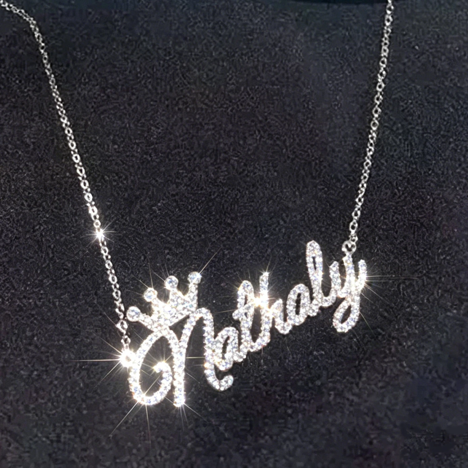 

Qitian Custom Crown On Initial Name Necklace 925Sterling Silver Full Moissanite 3D Pendant Personalized Jewelry Anniversary Gift