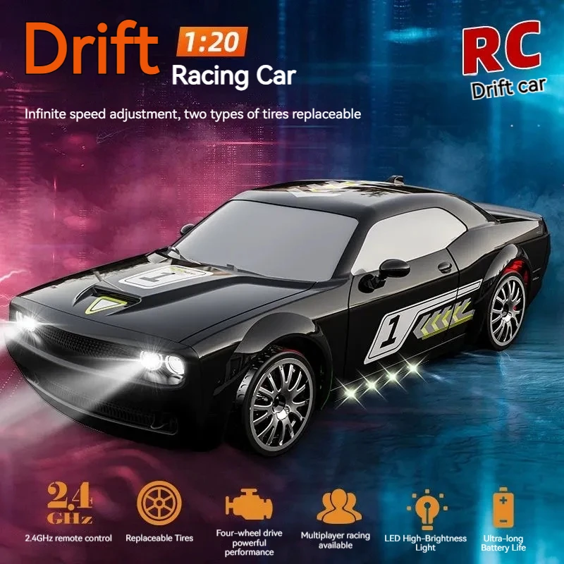 Kf27 profissional rc carro de controle remoto de quatro rodas de alta velocidade deriva cauda agitando carro de corrida dublê com modelo de iluminação brinquedo