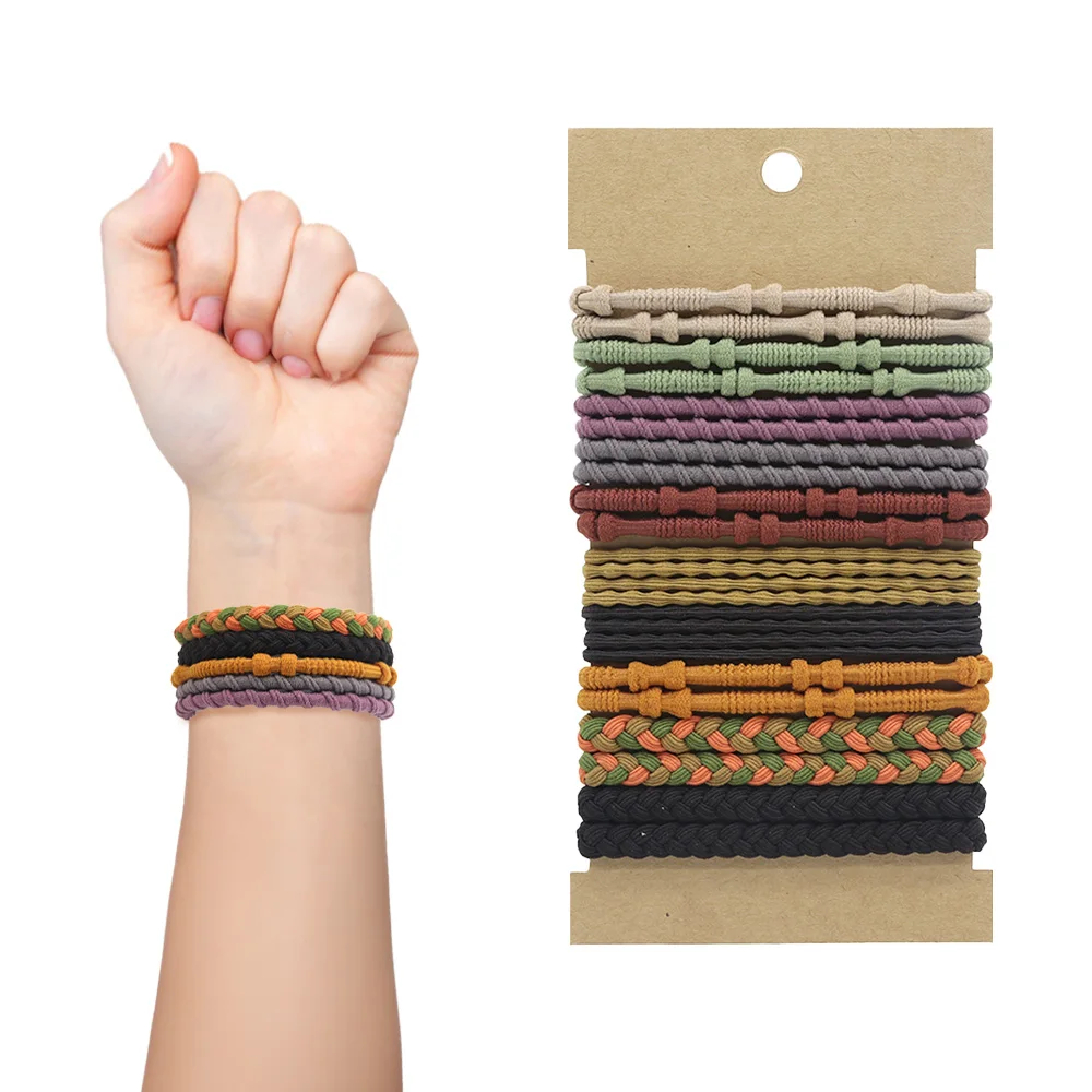 Boho Hair Ties Bracelets for Women, 24PCS Hair Tie BraceletsBoho Hair Accessories 10 Colors Hair Ties No Damage for Th