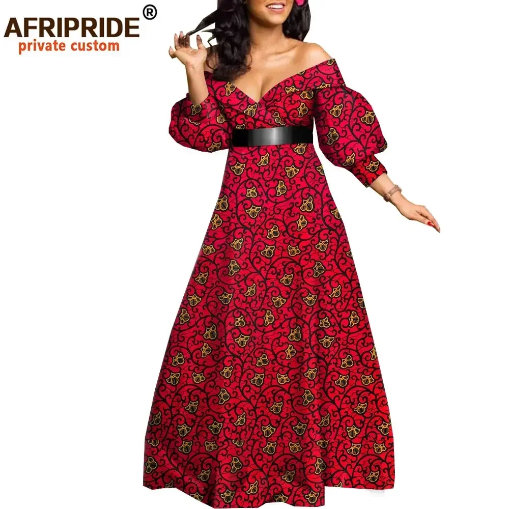 

African Long Maxi Dresses for Women Ankara Print Floor Length Women Casual Cotton Dress Plus Size Dashiki AFRIPRIDE A1925017