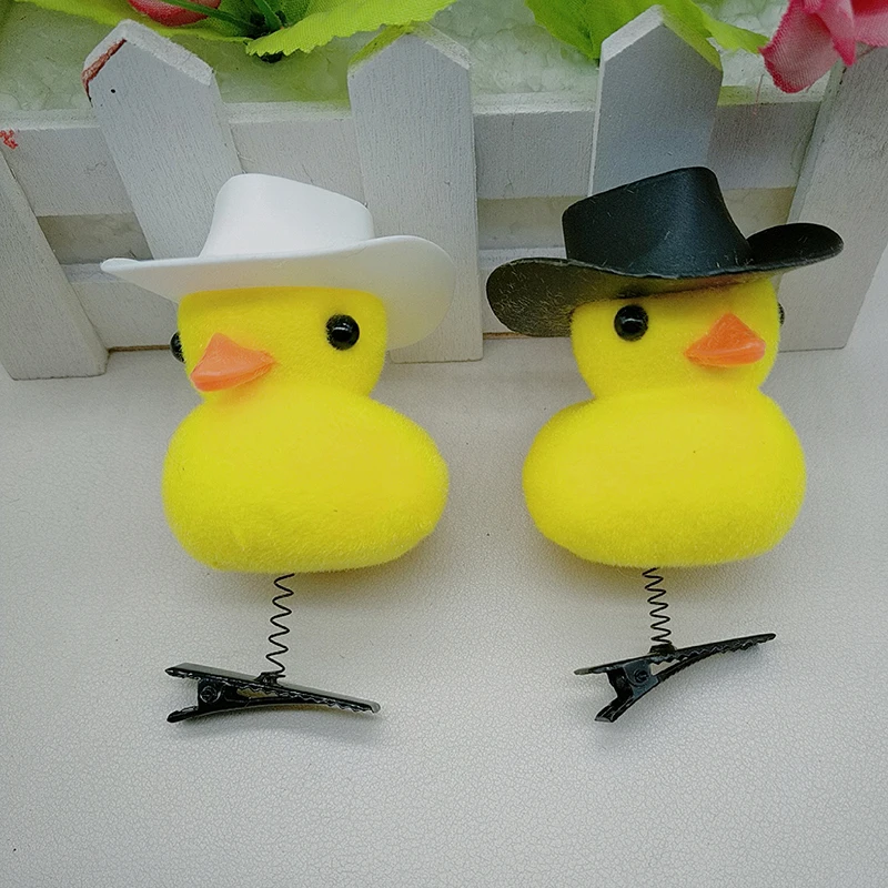 Cartoon Funny Doctorial Hat Cowboy Hat Little Yellow Duck Hairpin Fashion Duckbill Hair Clip For Children Cute Hair Accessories