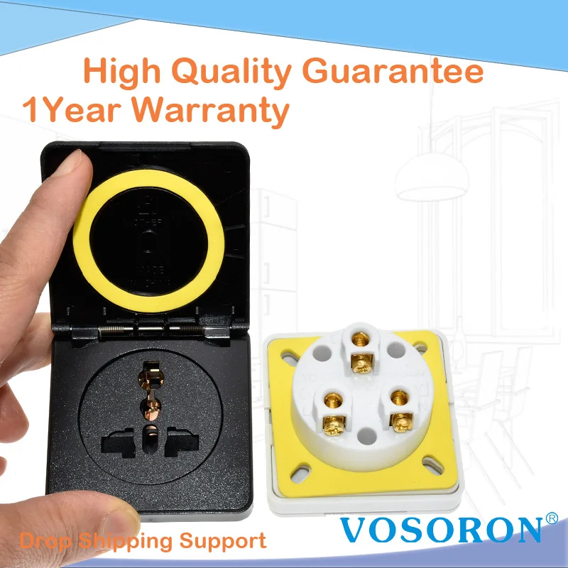 EU US AU UK Universal Waterproof Industrial Socket 10A 250V IP44 AC Power Connector Plug Electrical Socket With cover