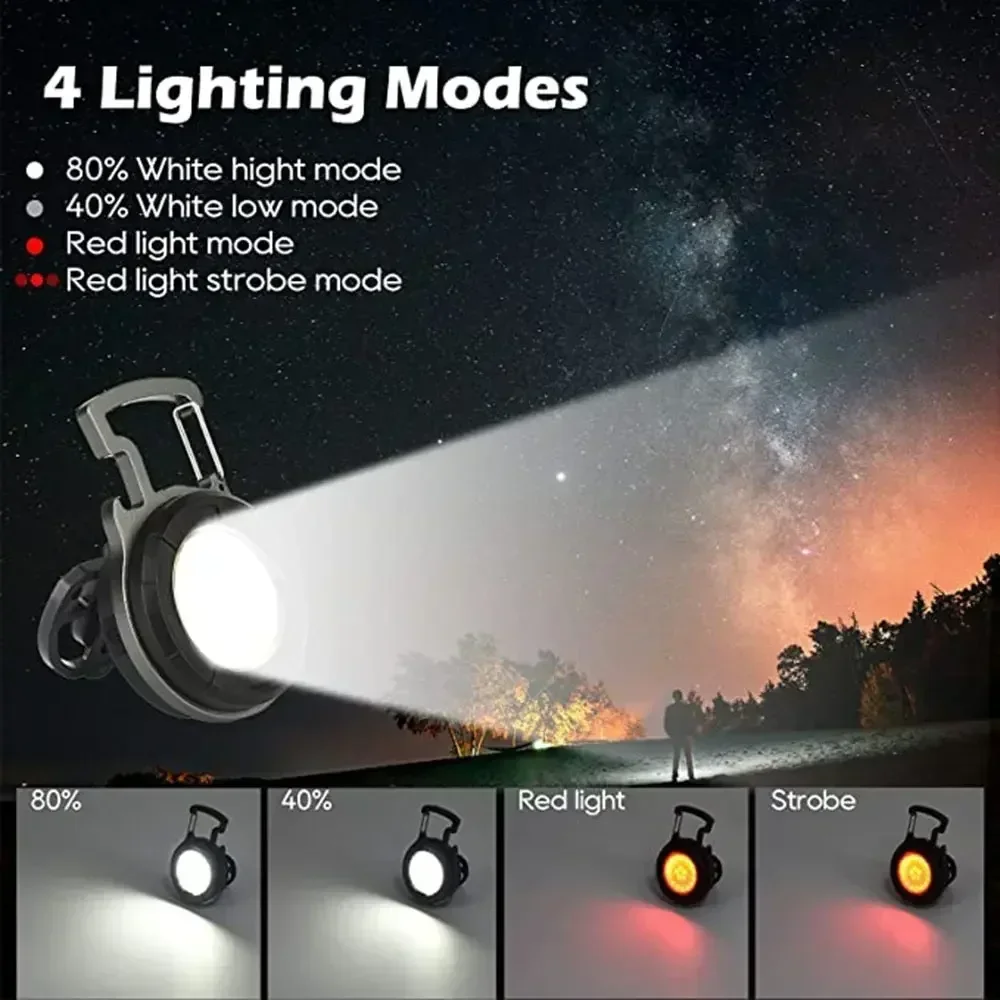 Interfaccia USB ricaricabile portatile multifunzionale Luce da lavoro a LED Luce da campeggio esterna di emergenza Luce portachiavi per arrampicata su roccia