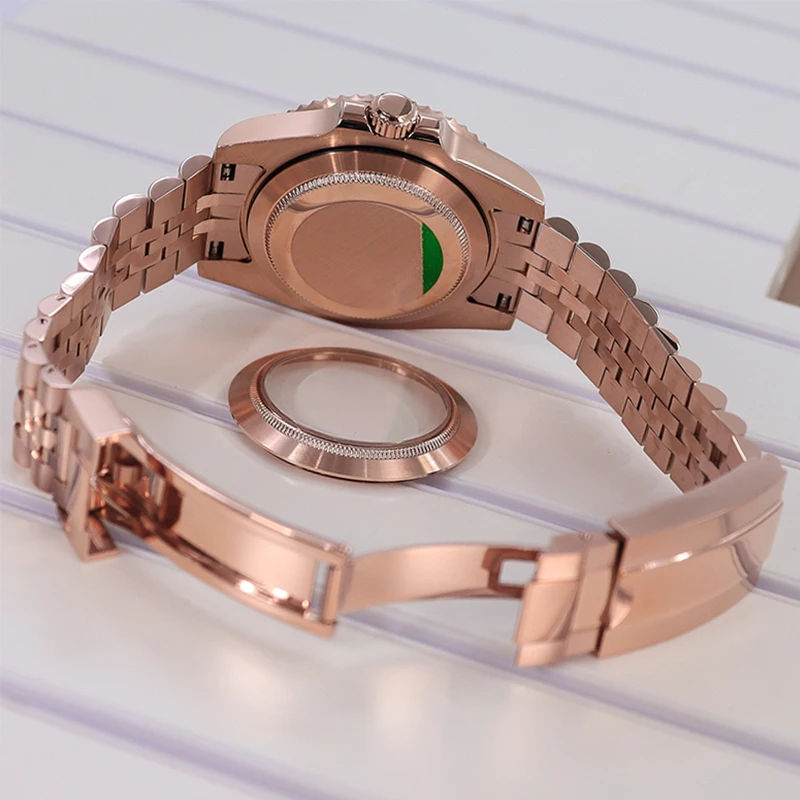 Roségold 40mm NH35 Uhrengehäuse Wasserdicht für NH35 SUB NH36 GMT NH34 NH70 NH72/Miyota 8215/ETA 2824 Gehäuse Jubilee-Armband 20mm – Detail 10