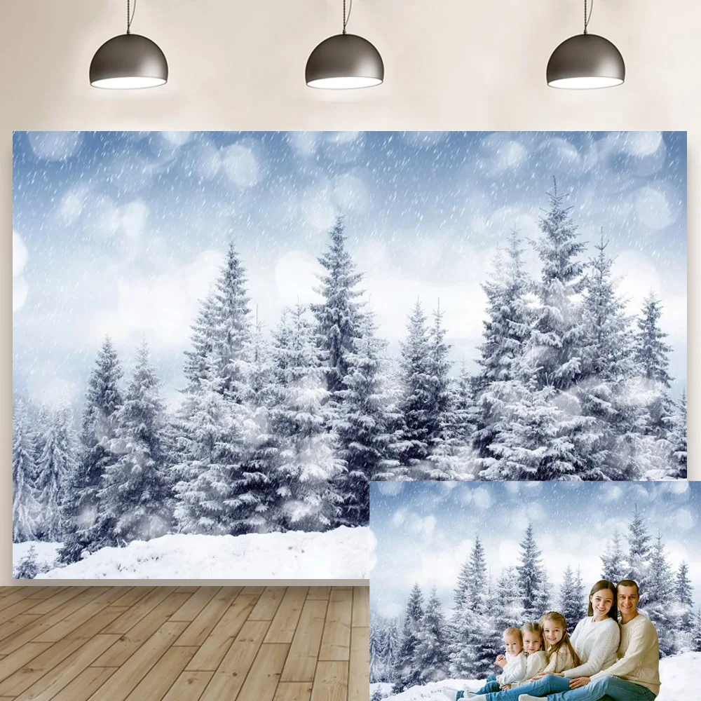 

Winter Wonderland Photography Backdrop Forest Snow Trees Holiday Christmas Xmas Party Photo Background Banner Decoration