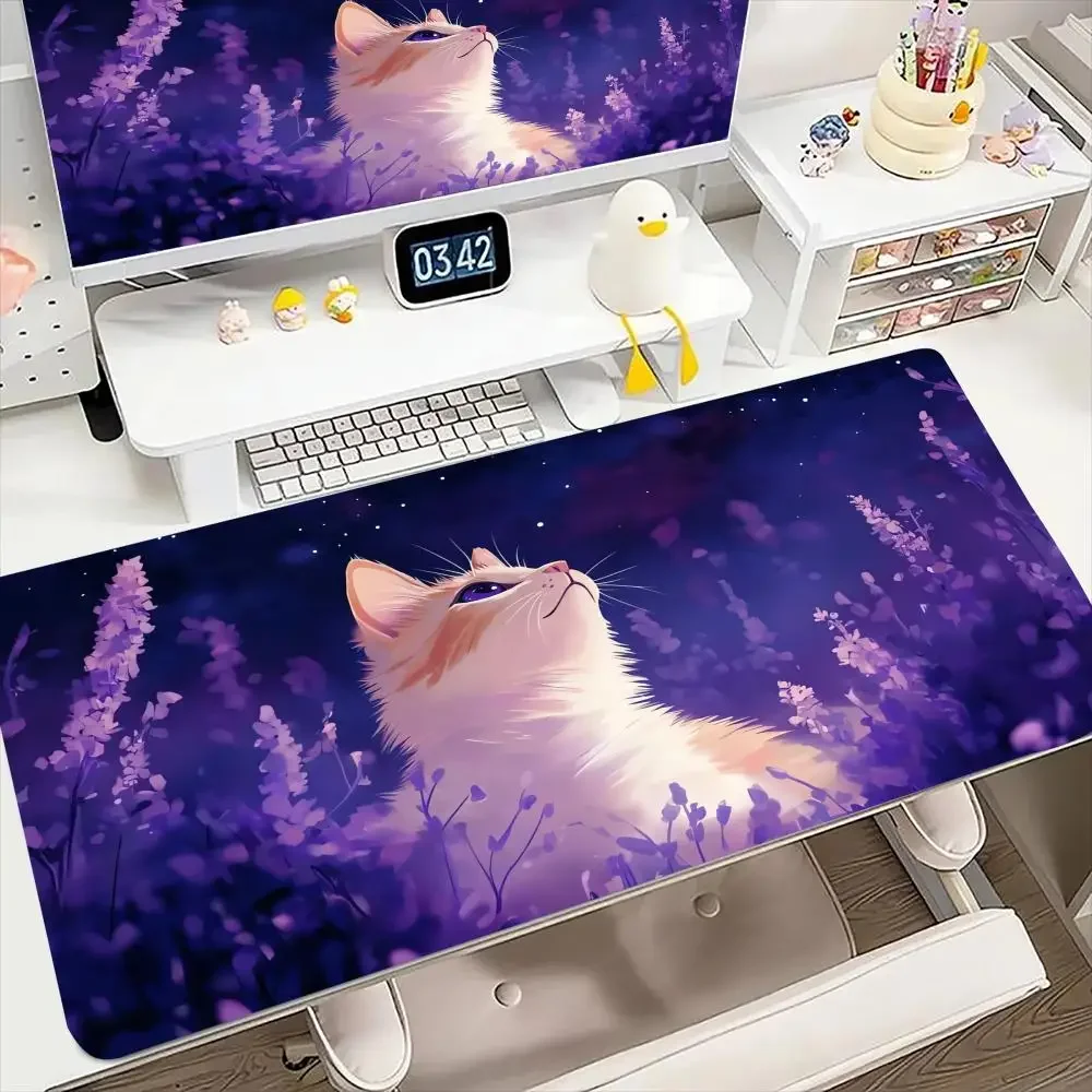Alas Mouse Kucing Hitam Lucu, Alas Komputer Kucing Imut XXL, Alas Meja Perusahaan, Alas Mouse 600X300 Besar, Bantal Kawaii, Aksesoris Kantor, Karpet