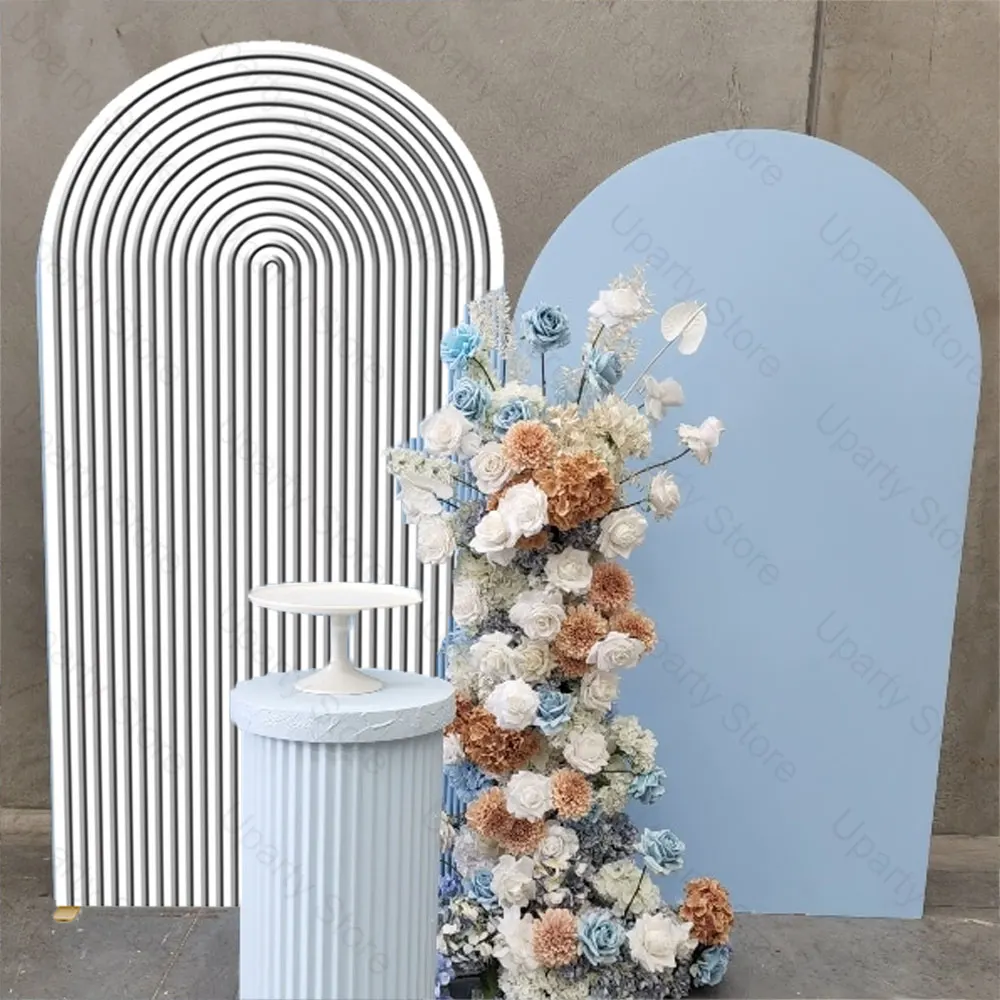 تموج قوس خلفية غطاء مجردة أسود أبيض تموج أعلى جولة حامل غطاء إطاري لعيد ميلاد الطفل دش حفل زفاف ديكور