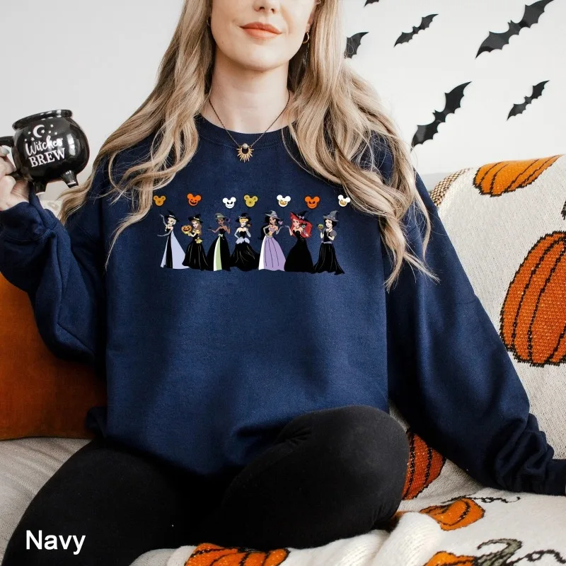 2025 الخريف/الشتاء ديزني الأميرة هالوين سنو وايت ارييل أورورا سندريلا المرأة الرياضية موضة عادية مطبوعة هوديي