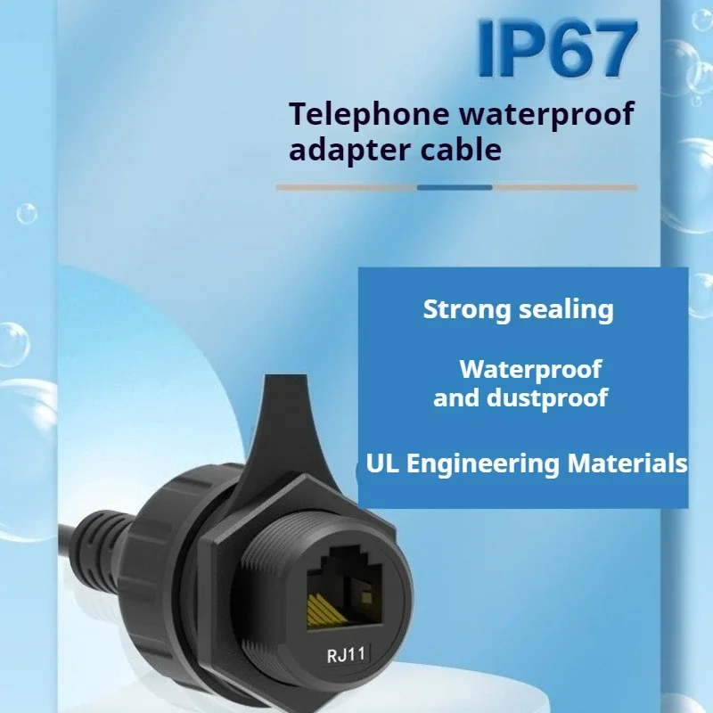 RJ11 6P6C IP67 Waterproof Extender - Male to Female Panel Mount Telephone Cable