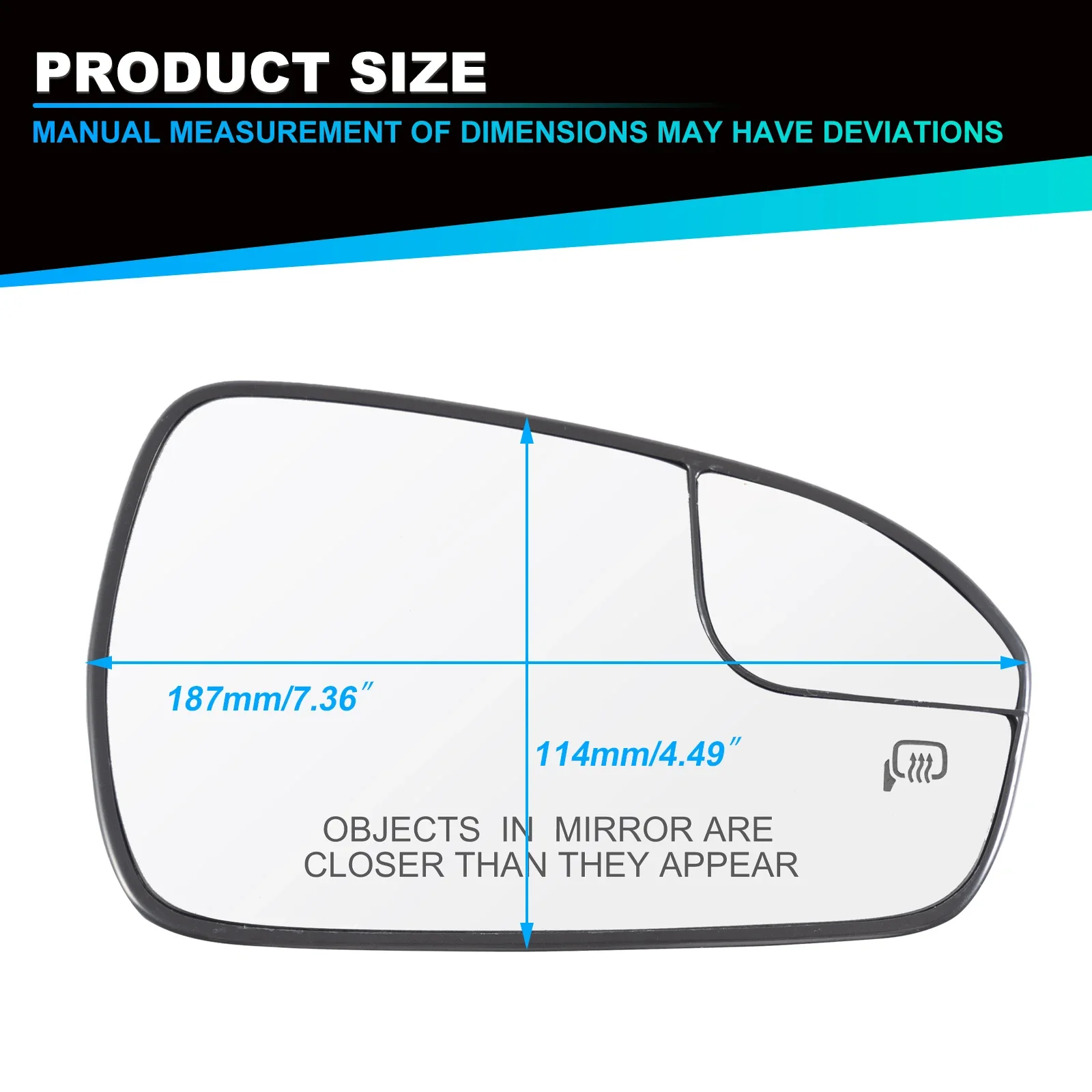 OLANGDA باب مرآة الرؤية الخلفية عدسة ساخنة مرآة الرؤية الخلفية الزجاج عاكس محدب الزجاج لفورد فيوجن 2013-2020 DS7Z17K707F DS7Z #6
