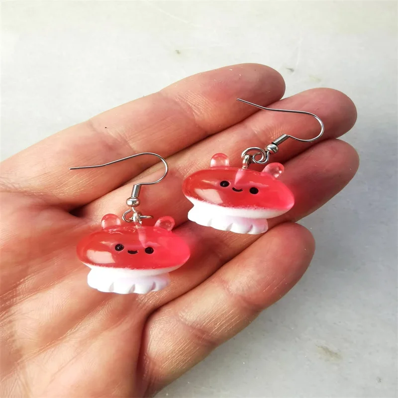 Cute Red Octopus Squid Kraken Earrings Sea Beach Party Jewelry Creative Resin Earring Kawaii Birthday Gifts