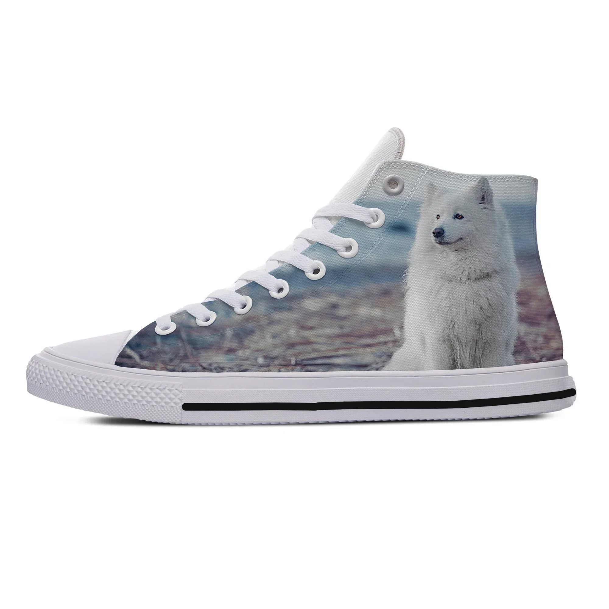 

Hot Cool Summer American Eskimo Dog Cut Kawaii Lightweight High Top Canvas Shoes Men Women Casual Sneakers Classic Board Shoes