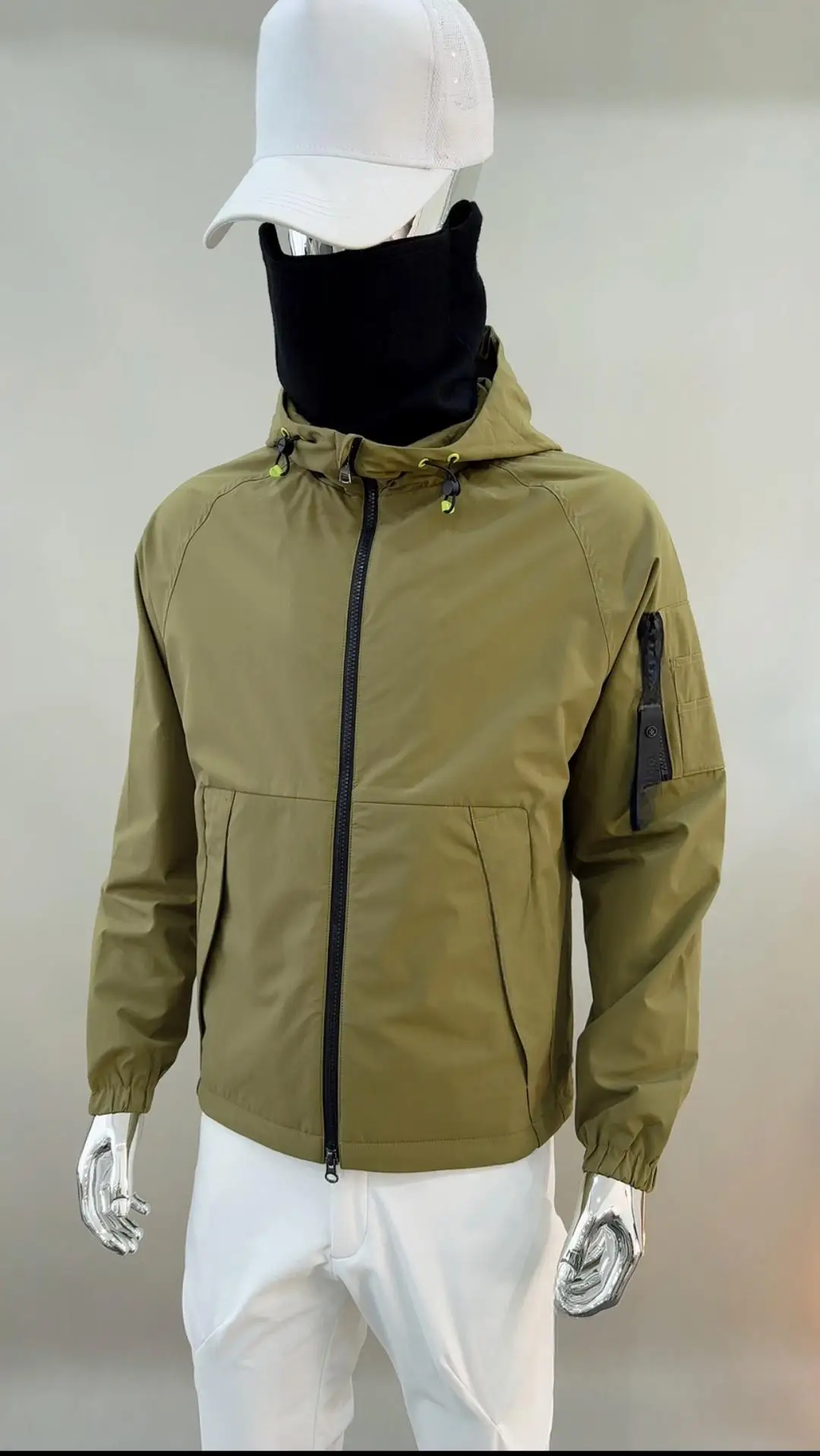 2026 Autumn Winter New Men Golf Jacket Hooded Zipper Long Sleeve Windproof Casual Outdoor Golf Coat