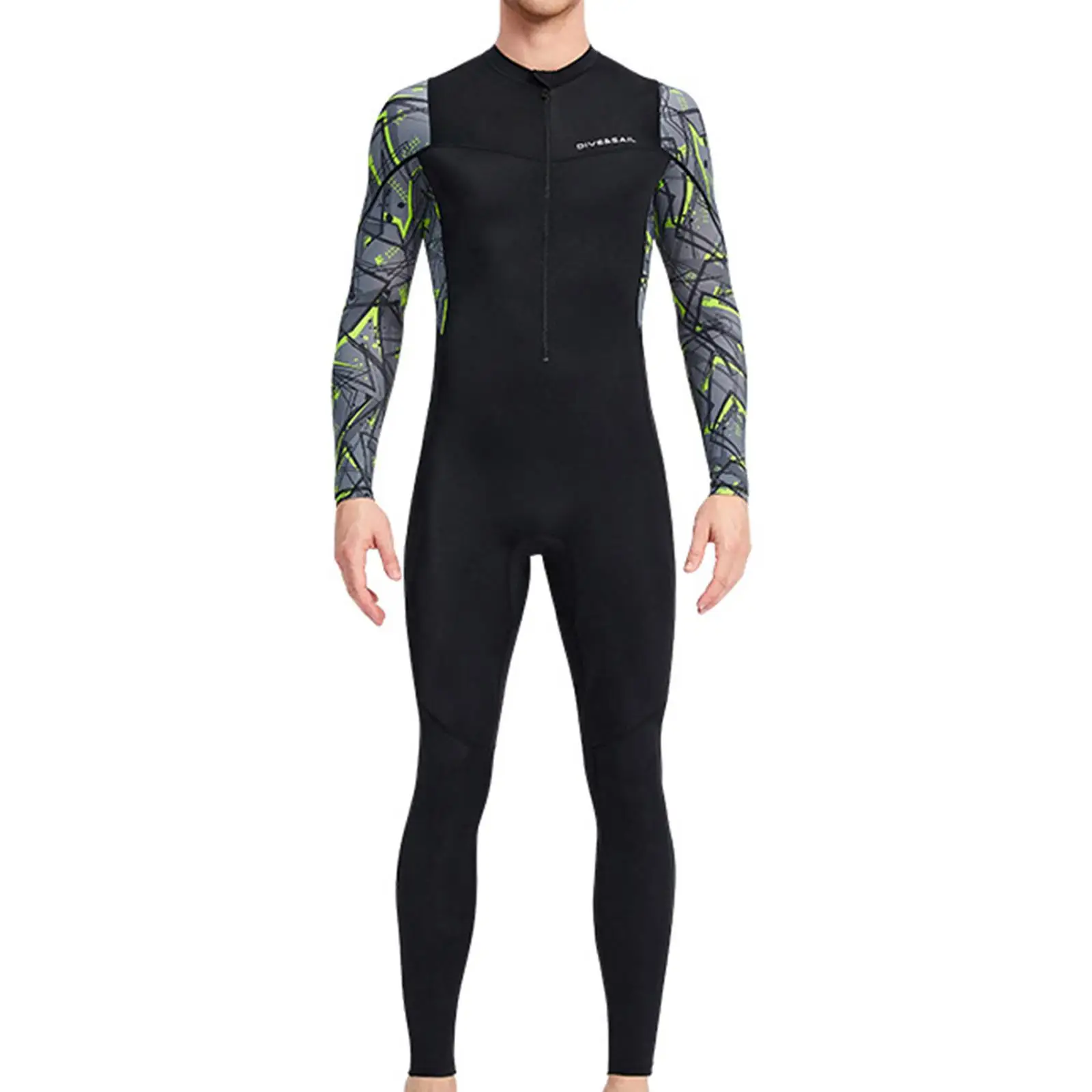 Lightweight Men Wetsuit Full Body Nylon Spandex Long Sleeve Swimsuit Quick Dry Compression Suit for Water Sports