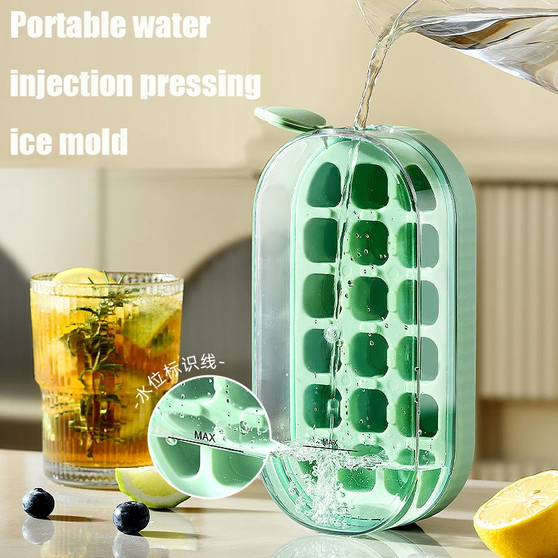 

8Grid Portable Water Injection Ice Tray Mold Food Grade Silicone Press Type Ice Cube Tray Mold DIY Ice Maker Ice Cube Tray