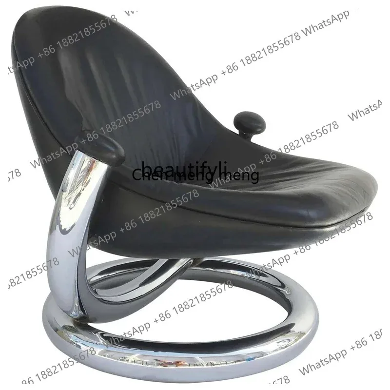 ss 26 Nordic Light Luxury Modern Minimalist Designer Metal Shaped Model Room Reception Black Fabric Leisure Ring Chair