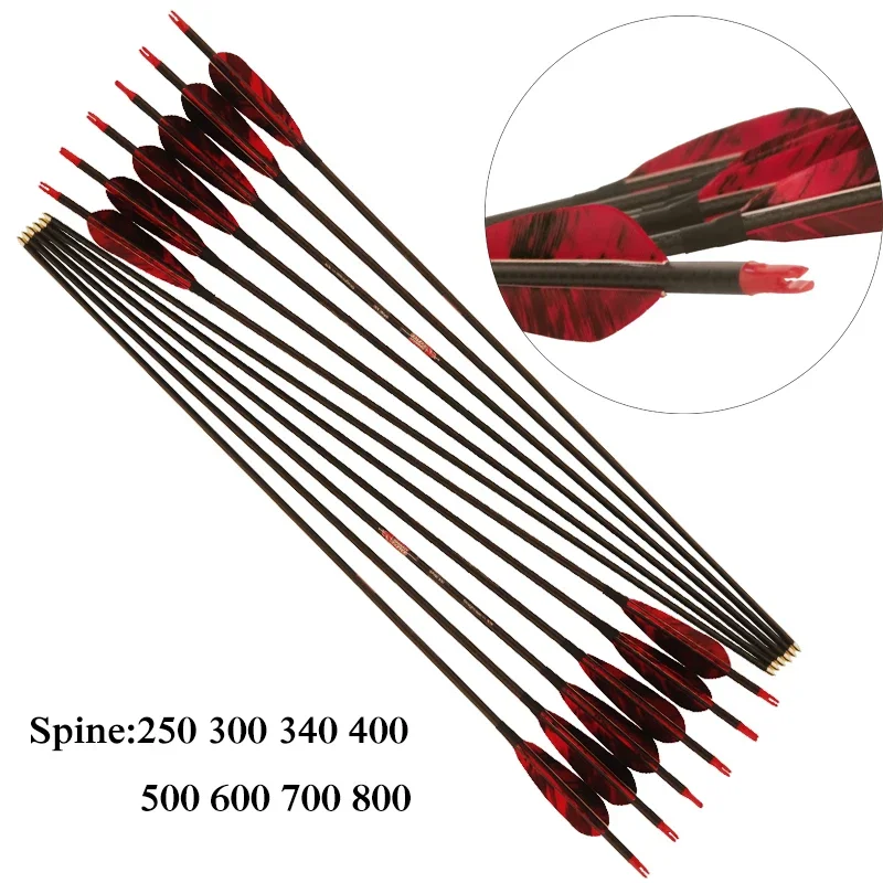 

6 шт. Linkboy Стрельба из лука 3k Weave Arrow Carbon ID6,2 мм позвоночник 250 300 340 400 500 600 700 800 Складной лук Традиционный лук для охоты