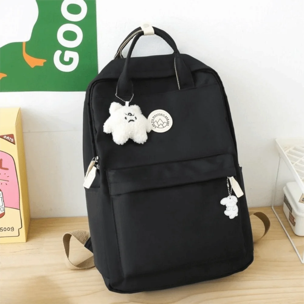 Lightweight Waterproof Women Backpack Large Capacity Nylon School Bag Solid Color Ergonomic Laptop Book Bag Leisure