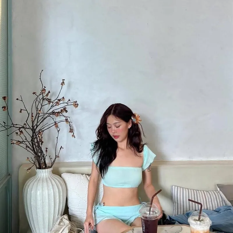Women's Bikini Swimsuit Separate Parts Sunscreen Tins Style Simple And Elegant for Hot Spring Swimming And Fitness Training