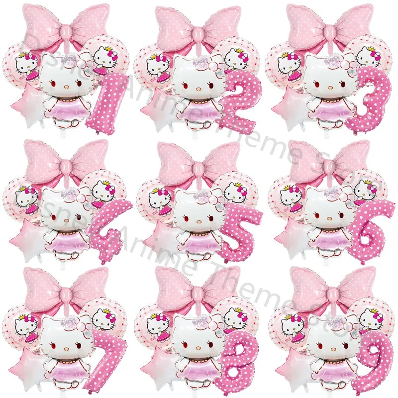 

6pcs Hello Kitty Helium Balloons Girl Birthday Party Decorations Pink Kitty Air Globos Baby Shower DIY Home Decor Party Supplies