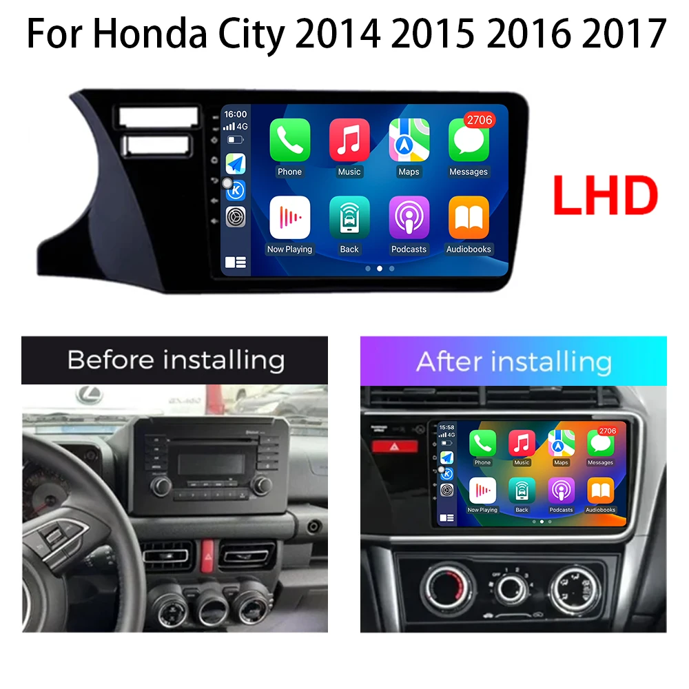 LHD Android Intelligent for Honda City 2014 2015 2016 2017 Car Radio Player 4G GPS Stereo Carplay DSP Stereo IPS Touch Screen BT