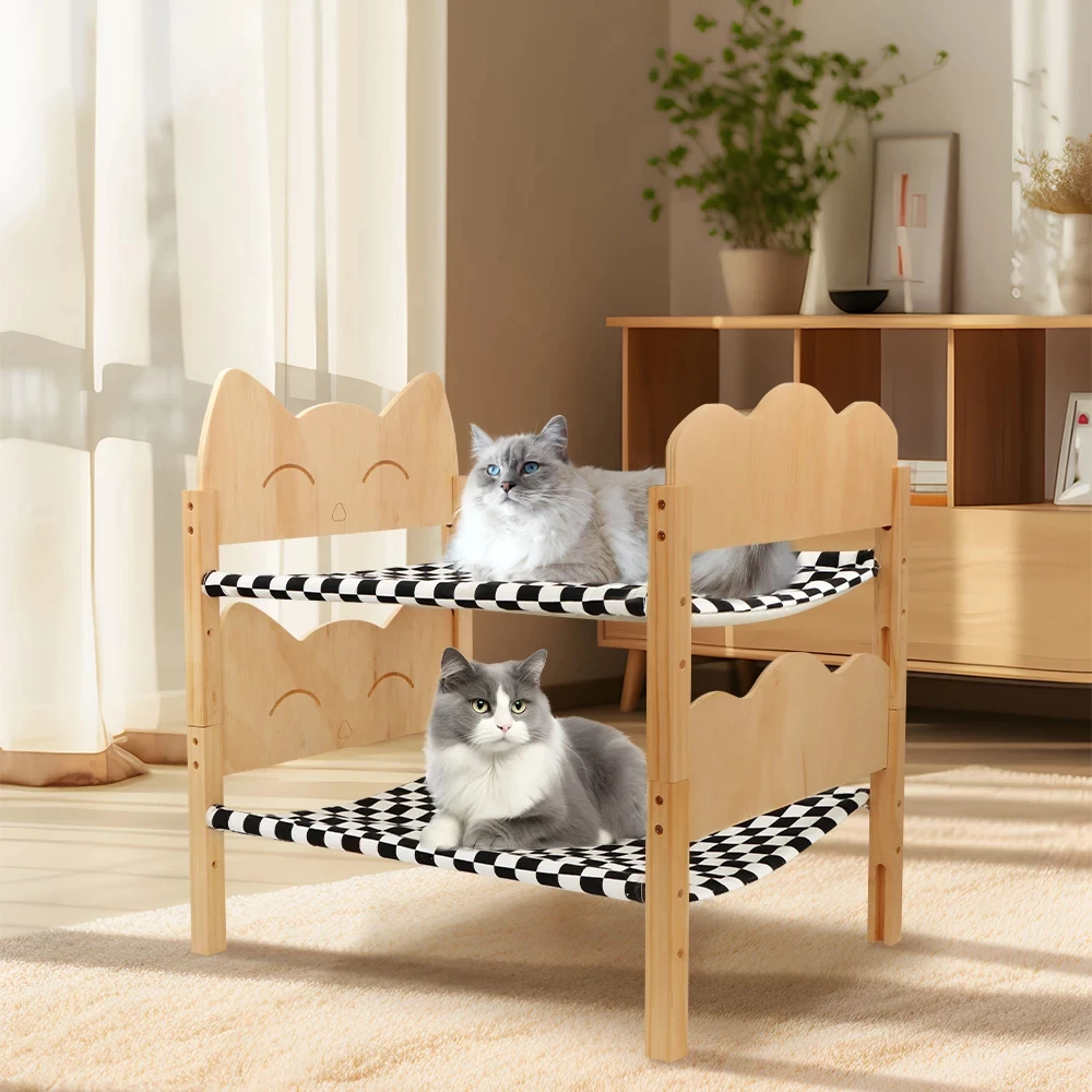 Elevated Cat Bed For Multi-pet Household Space-saving Furniture Cat Wooden Furniture Cat stackable Bed Cat Nest