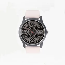 Customize Pattern Quartz Wrist Watch Women's 3Hands Cross Shield Design Strange Lines Gifts Souvenirs Festival