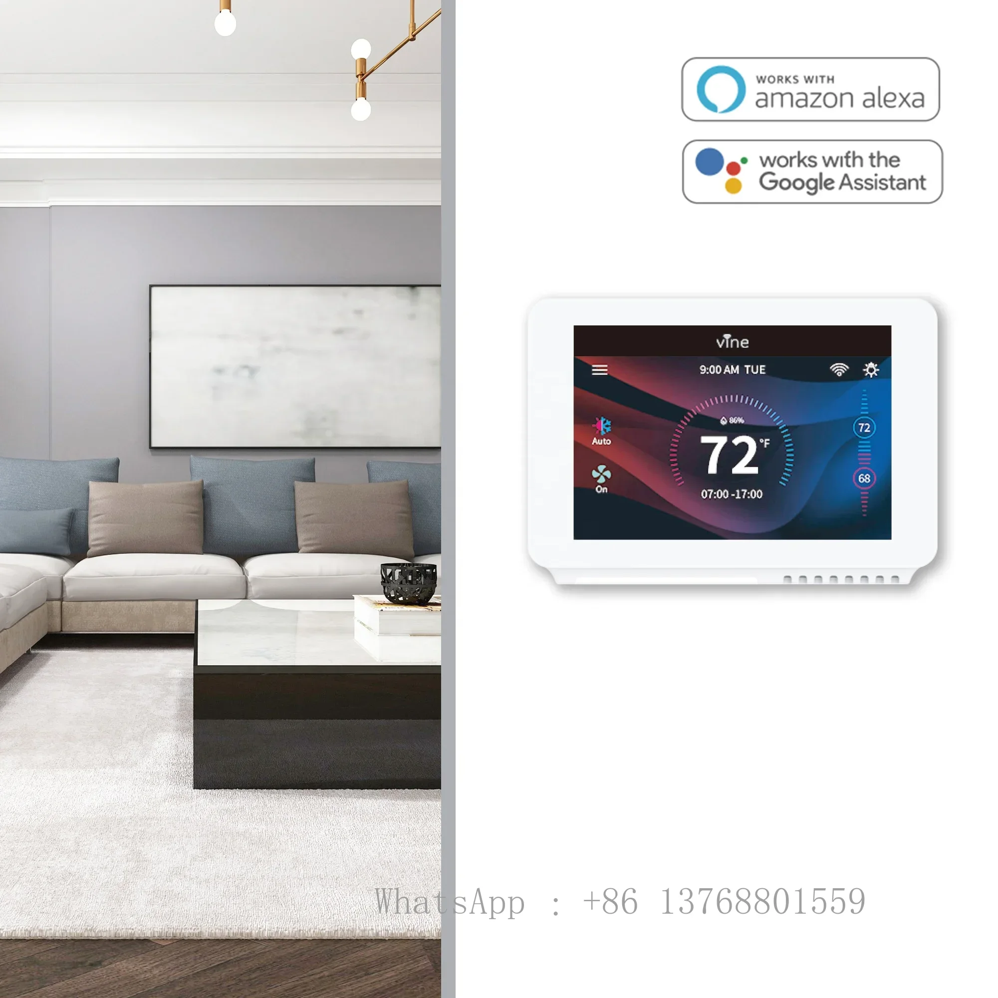 Smart Thermostat TJ-919E Programmable HVAC Heat Pump Wifi Control Google Alexa Voice Control Heating and Cooling