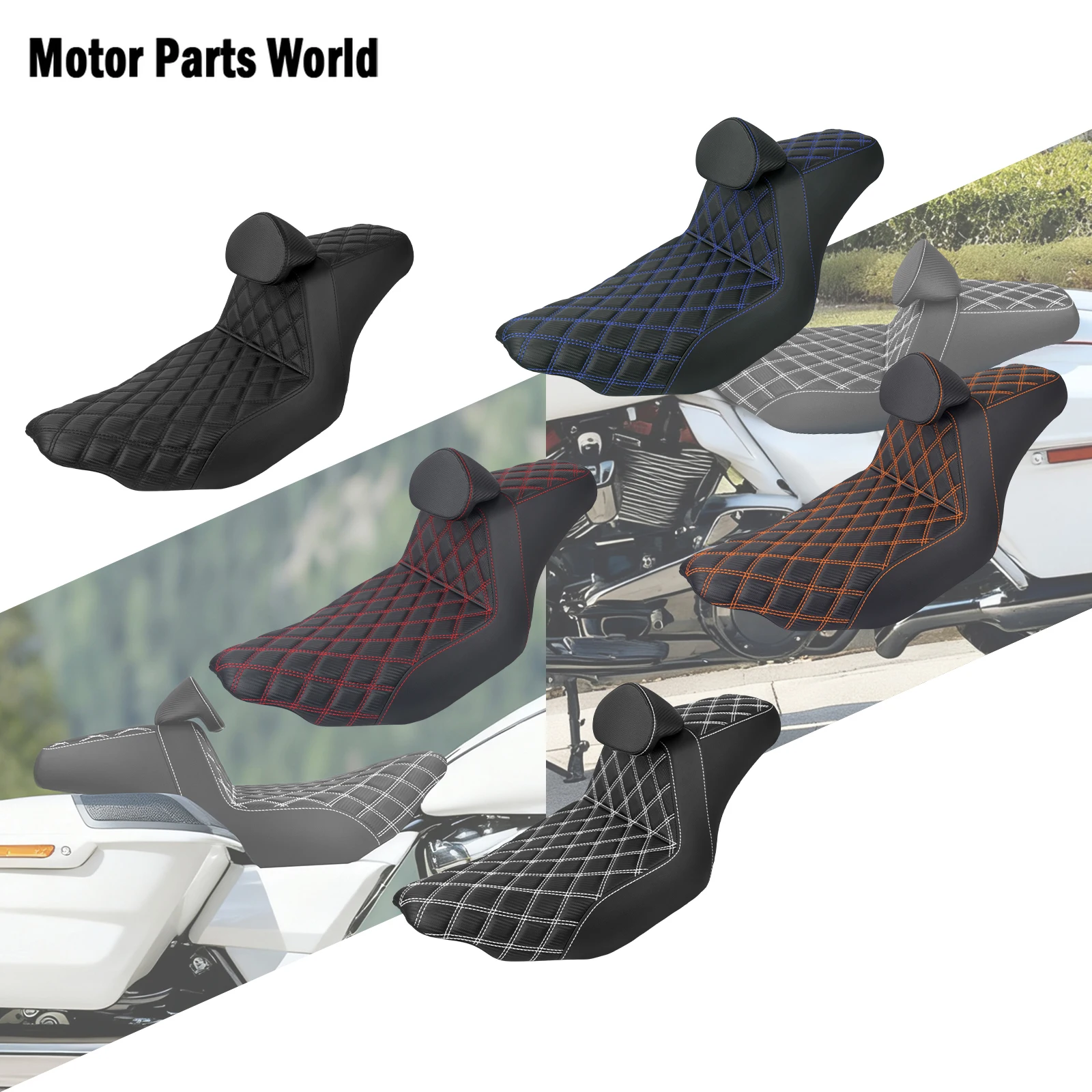 

Motorcycle Two-Up Driver Passenger Seat Cushions Seat With Backrest For Harley Touring 2024-25 Road Glide Street Glide CVO 2023