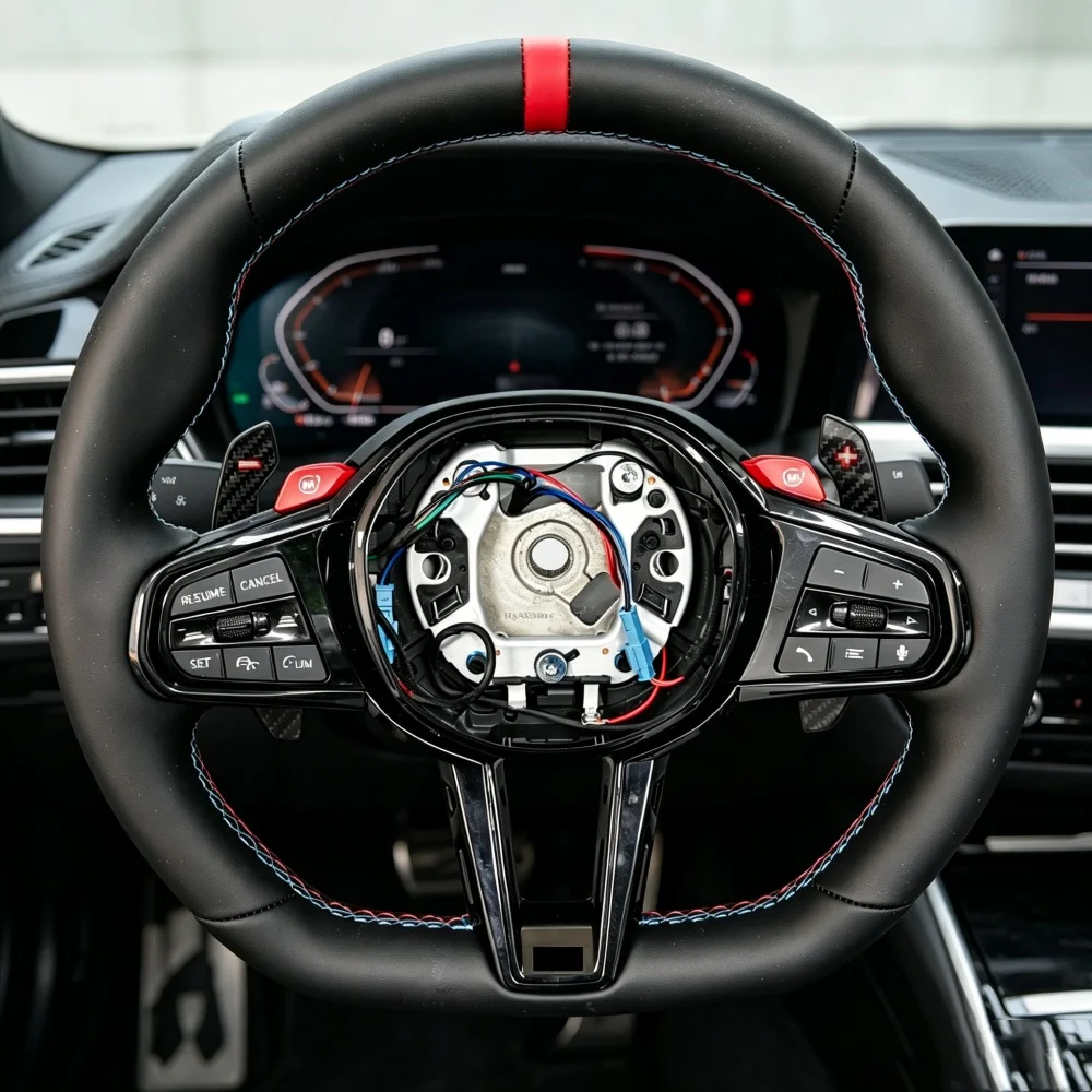 Glossy Black Custom Carbon Fiber Steering Wheel with Thumb Grips Universal Luxury Vehicle Interior Upgrade Modification Parts