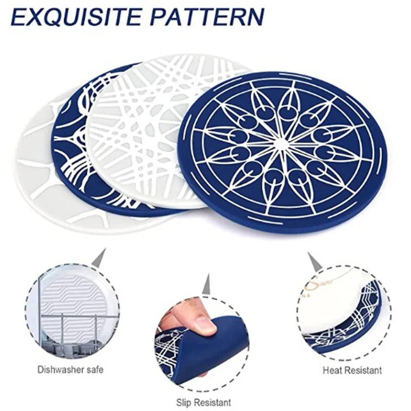 Creative 10cm Silicone Coaster Round Soft Rubber Non-slip Insulation Casserole Mat Home Dining Mat Wine Glass Coffee Coasters