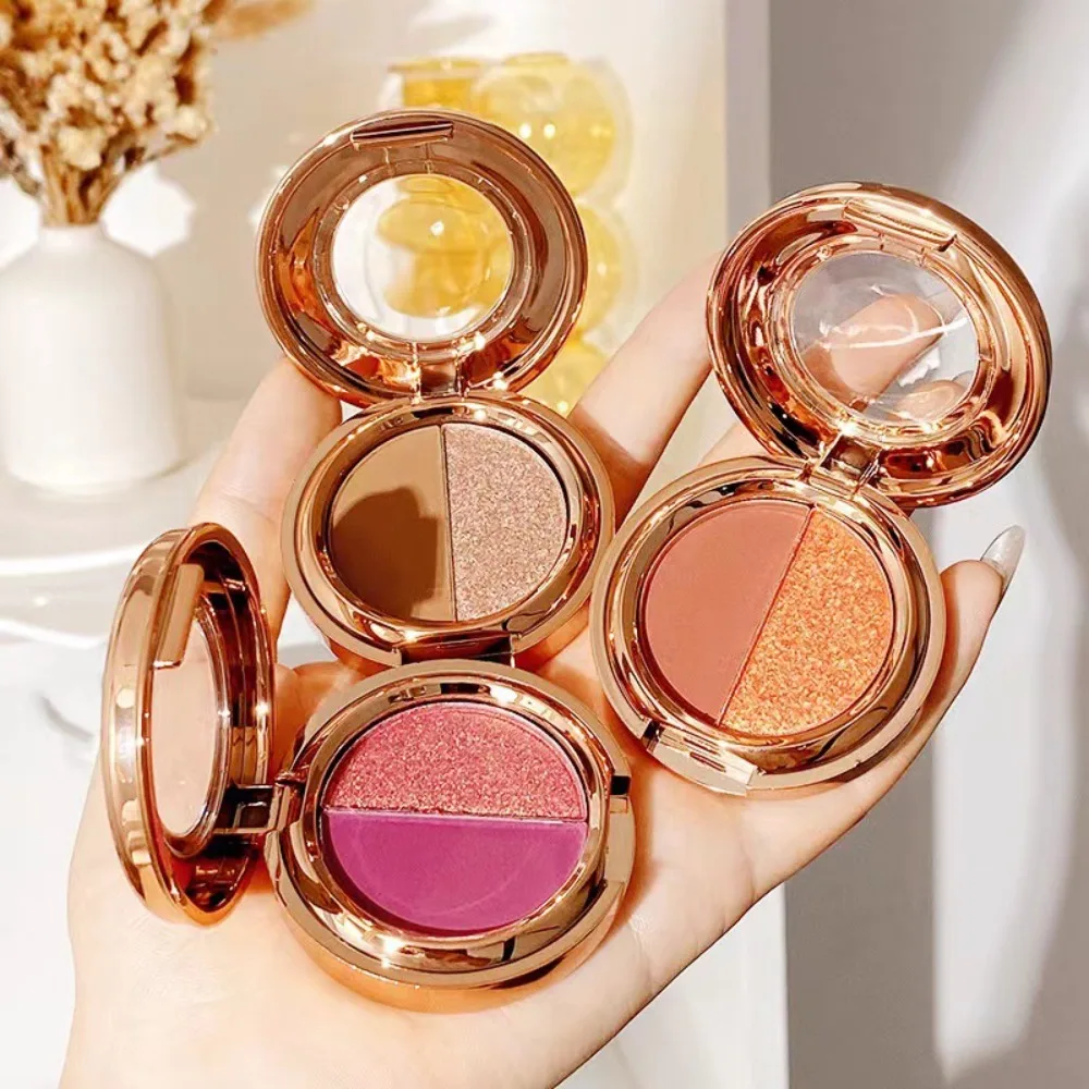 New Pearlescent Glitter Eyeshadow Palette Long Lasting Brighten Eyeshadow Tray Matte Pumpkin Colored Blush Palette Face Makeup