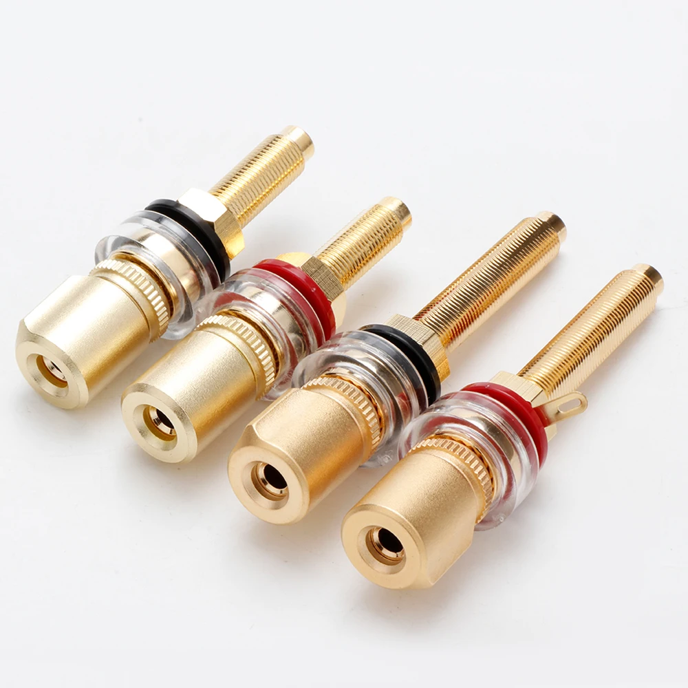 4PCS HiFi Speaker Binding Post Copper Gold Plated Banana Jack Connector HIFI Audio Speaker Banana Plug Terminal