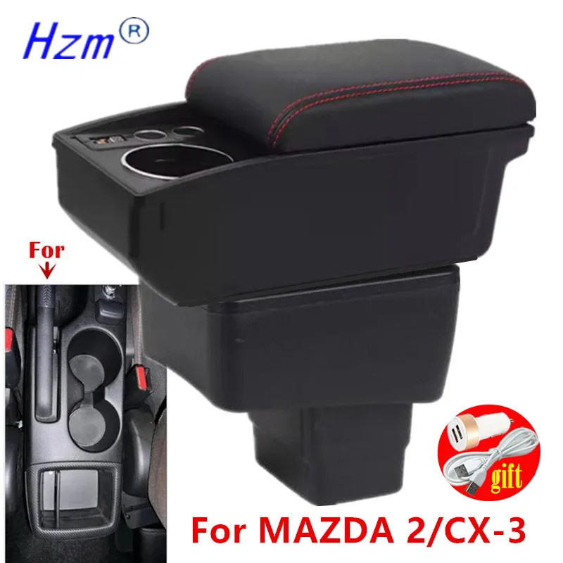 

Car Armrest box For MAZDA CX-3 Armrest Retrofit For Mazda 2 Skyactiv Version cx3 Storage Box USB Cup holder Car Accessories