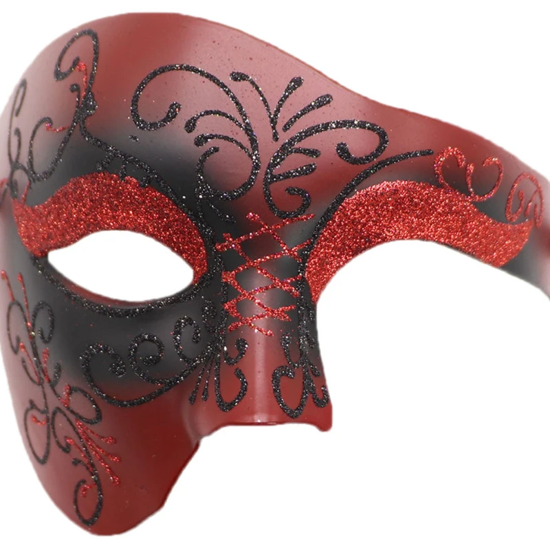 Masque Cosplay Fantôme Steampunk d'Halloween pour Homme et Femme, Accessoires de Costume de Carnaval, Demi-visage en Plastique ABS, Tim ade