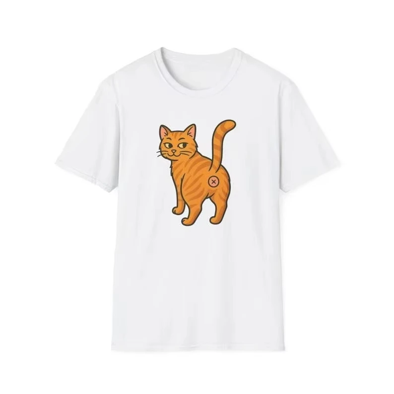 Funny Orange Cat Butt T-Shirt Quirky Cat Gift Daily Comfortable Home Clothes Her Gift Women Clothing Fashion Graphic T Shirts