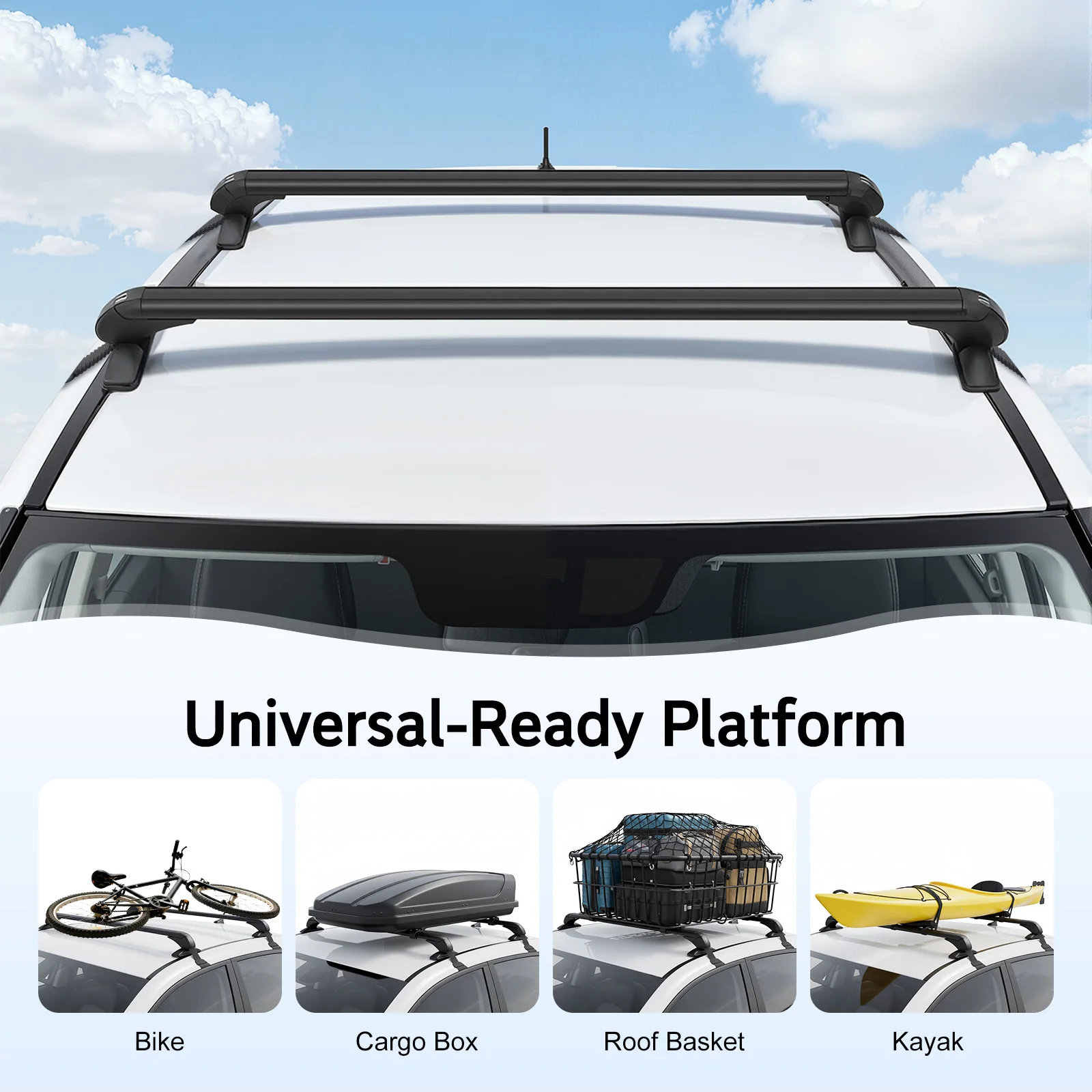 Barres transversales universelles pour toit de voiture, barres de toit en aluminium verrouillables, barres transversales pour rails de toit de