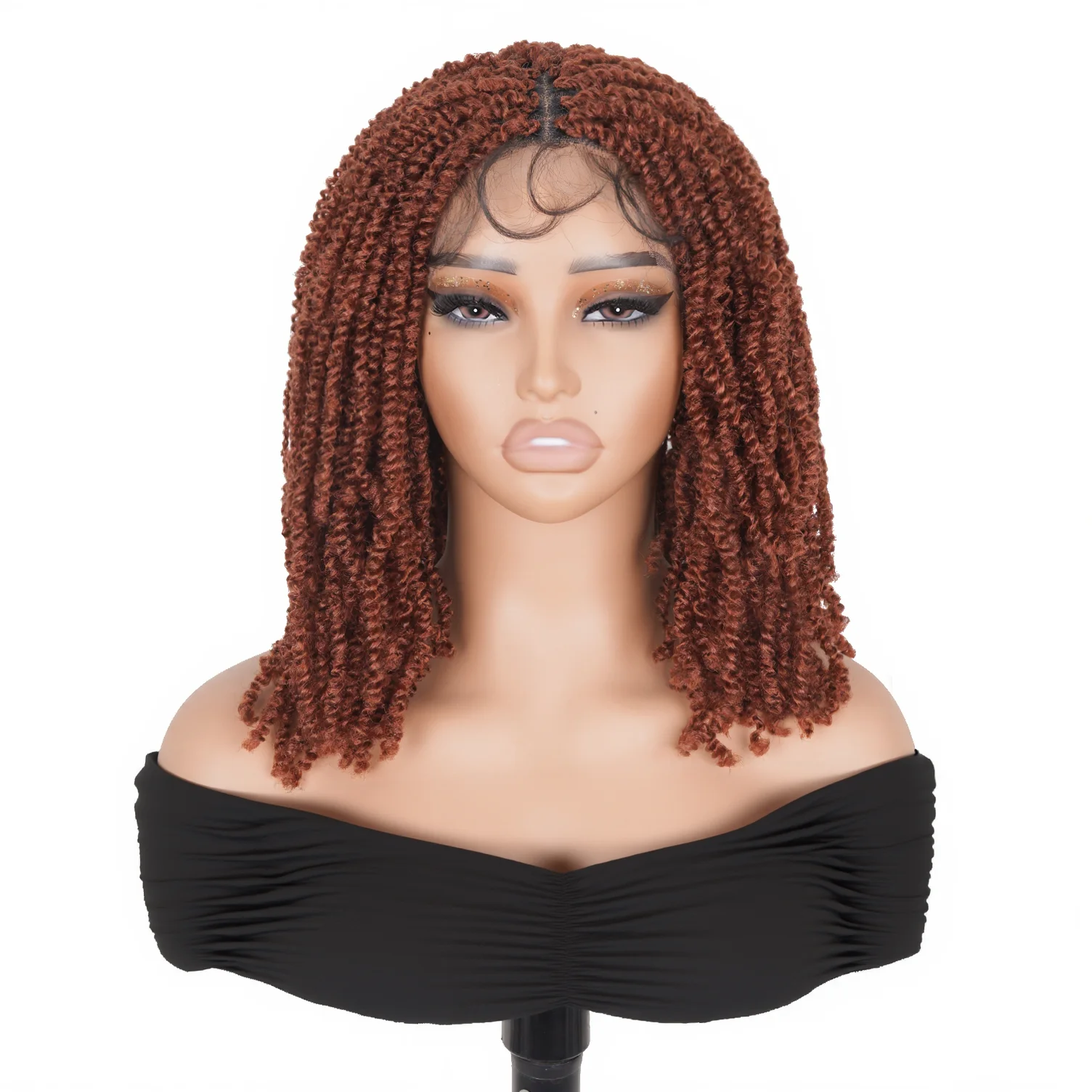 

Одиночный полный парик шнурка, весенний твист, квадратный пробор, плетеные парики без узлов для чернокожих женщин, синтетическое кружево с натуральными детскими волосами