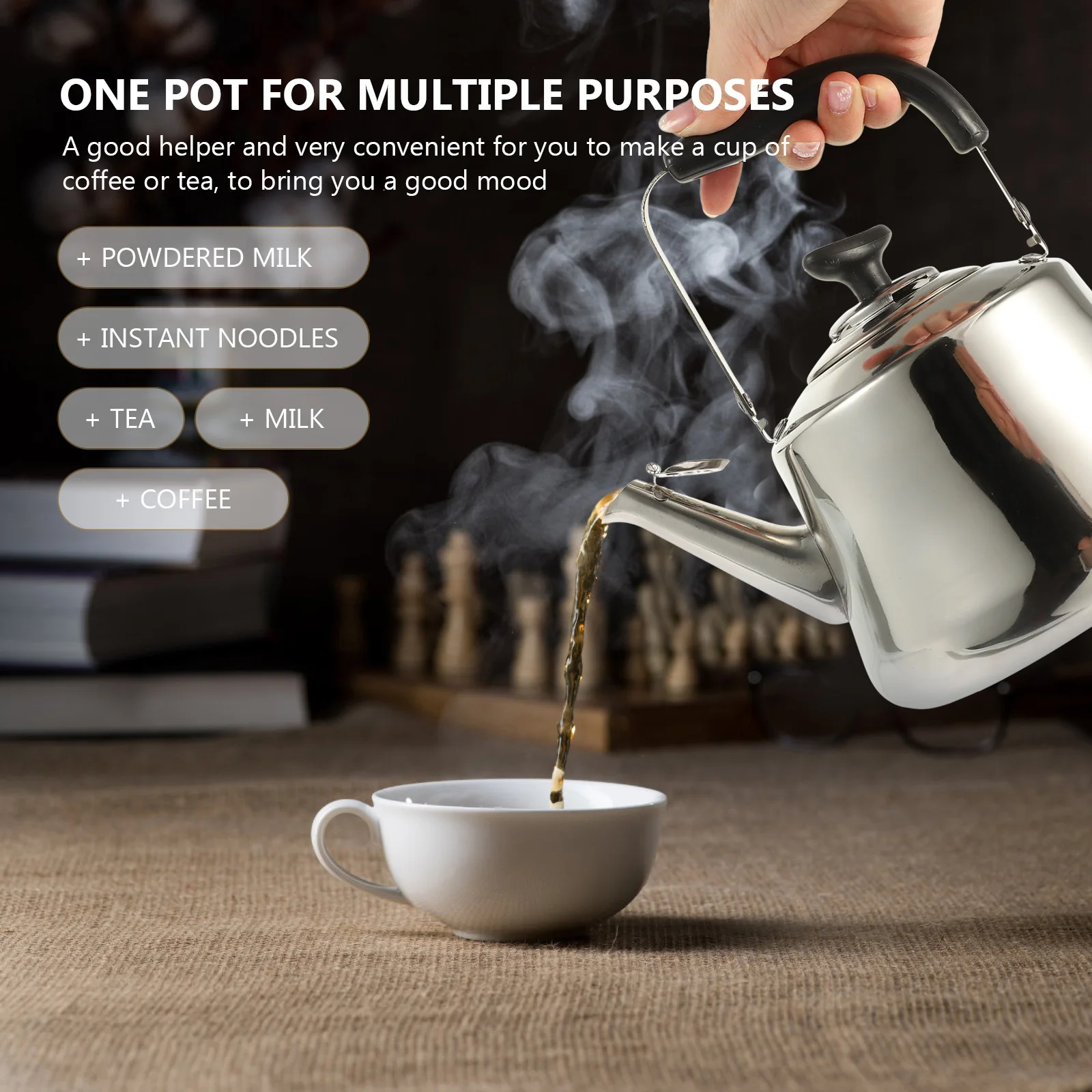 

Whistling Tea Kettle 1.5L Stainless Steel Hot Water Boiler with Filter Screen for Gas Induction Cookers Household Use