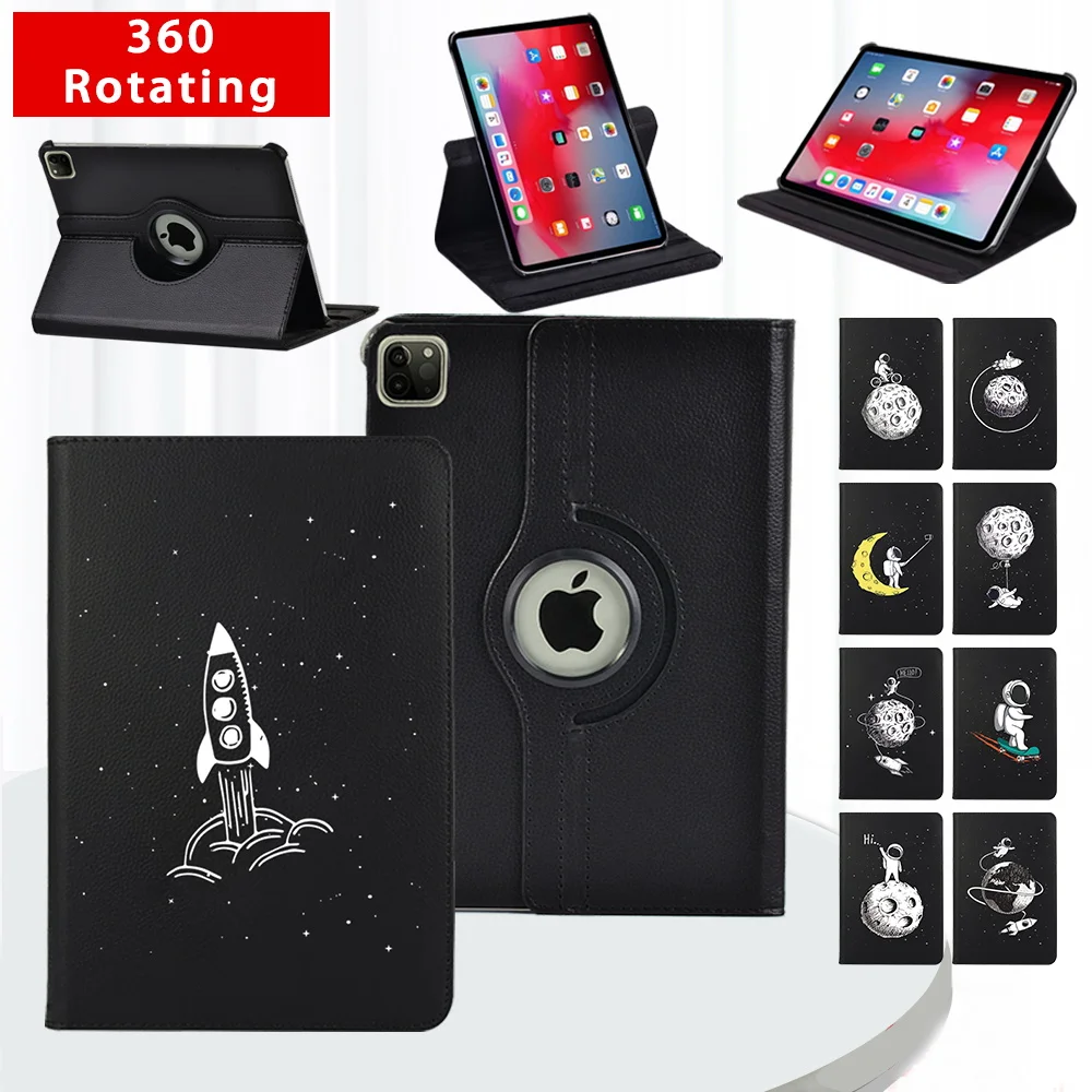 For Apple Ipad Air 1/Air 2/Air 3 10.5/Air 4 10.9/Air 5 Tablet 360 Degrees Rotating Flip Leather Cover Astronaut Pattern Shell