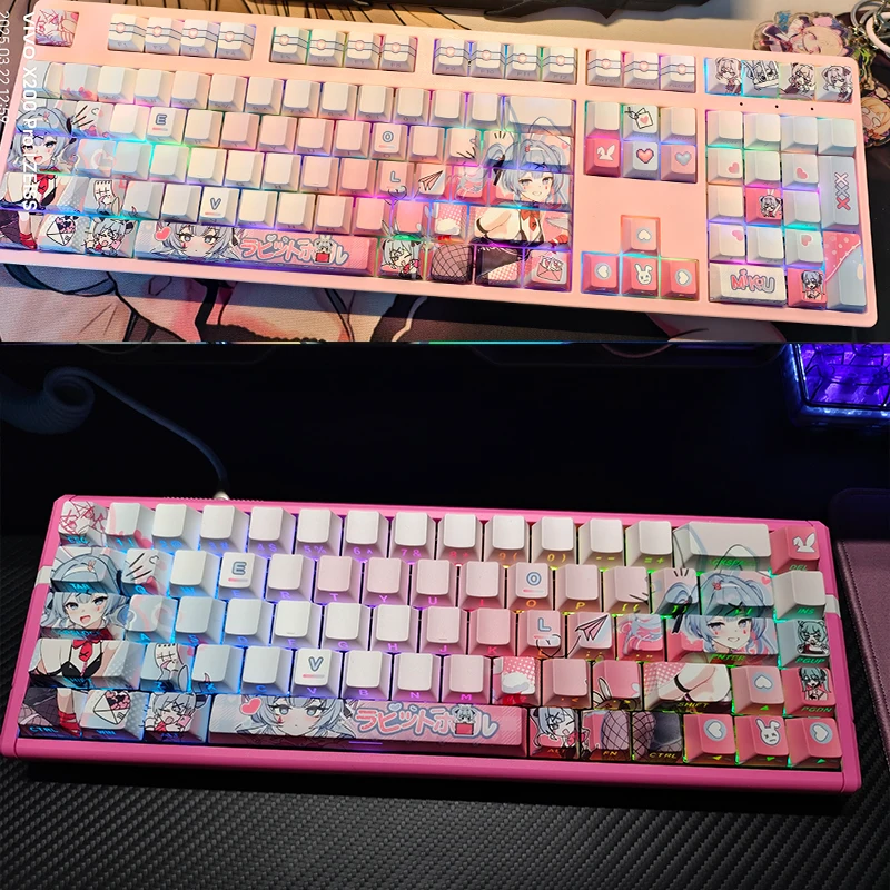 hatsune-miku-mignon-lapin-fille-122-touches-original-cerise-miku-peripherique-anime-pbt-clavier-mecanique-casquettes-clavier-decoration