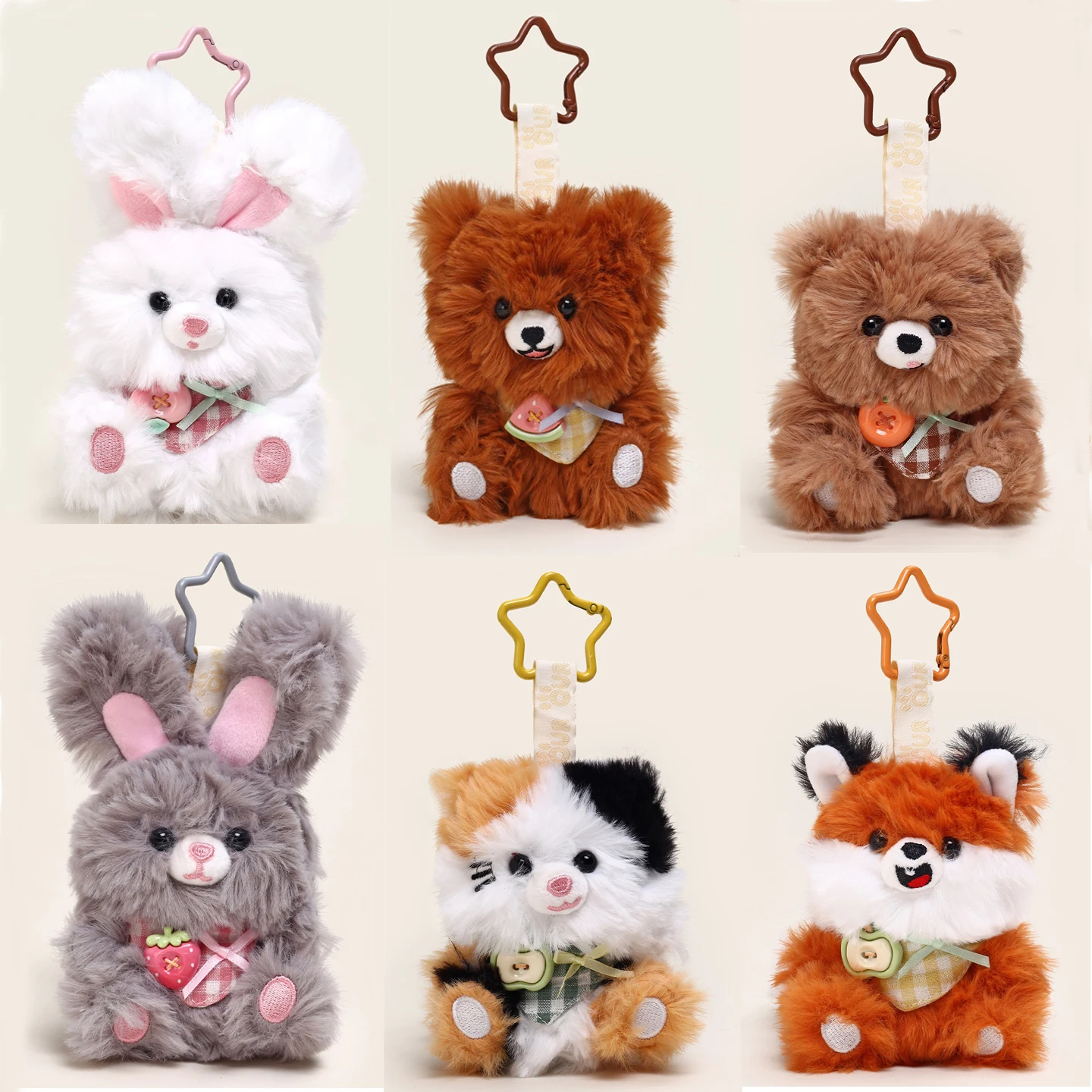 

Cute Cartoon Plush Pendant little bear little Bunny Doll Keychain Toy Bag Hanging Decoration Stuffed Doll Toy Birthday Gift