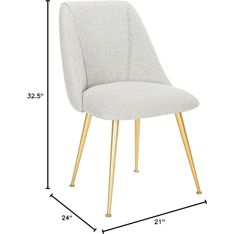 Couture Home Foster Mid-Century Light Grey and Gold Dining Chair