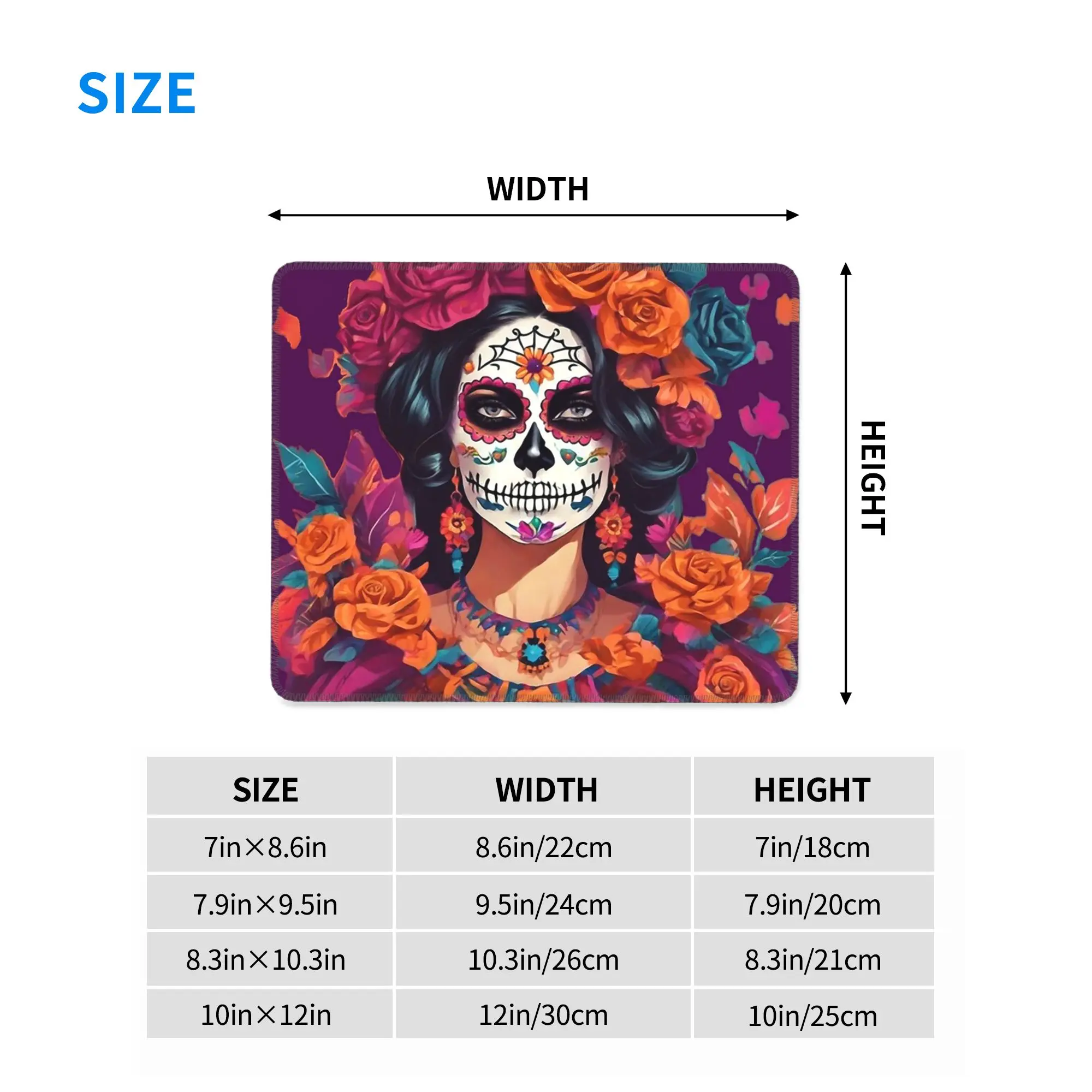 Mexican Catrina Girl Day Of The Dead Sugar Skull Mouse Pad Computer Keyboard Mouse Mat Gaming Laptop Desk Mat Office Table Mats